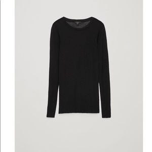 Cos sheer knit black long sleeve shirt